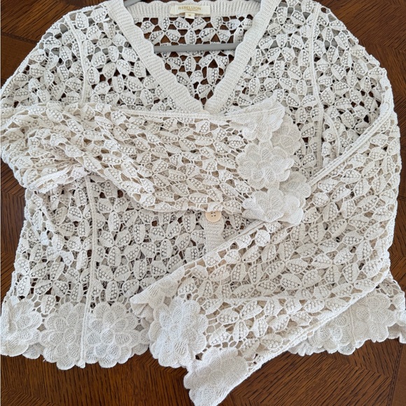 Rebellion Cream Floral Crochet Knit Cardigan-Excellent Condition- Size M - Picture 5 of 8